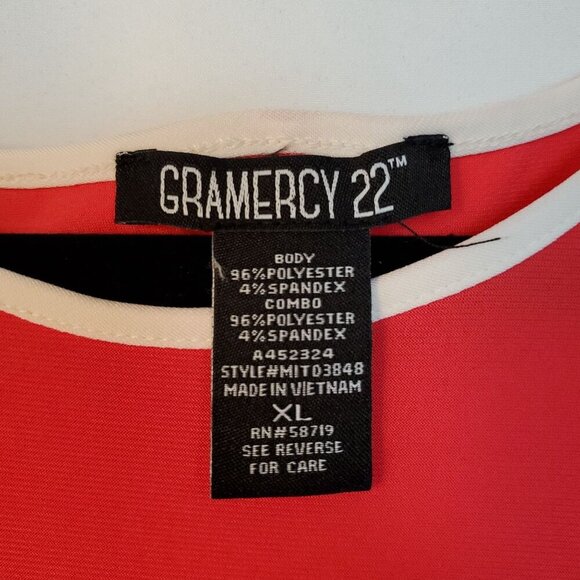 Gramercy 22 Coral Midi Dress Flared Sleeve White Trim Vintage Inspired Elegance - Picture 5 of 7